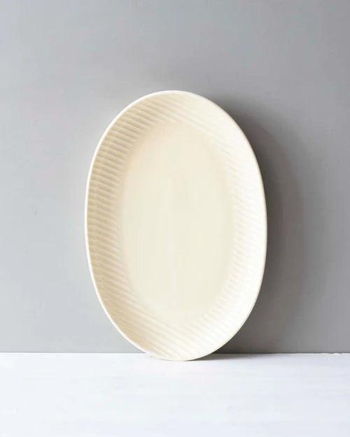 Glossy Straight Grain Platter - Custard Yellow
