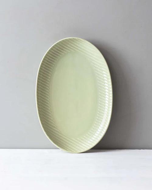 Glossy Straight Grain Platter - Milk Green