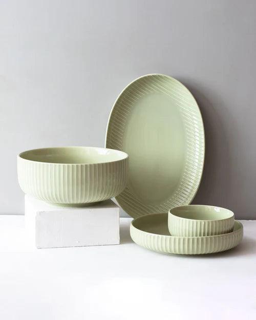 Glossy Straight Grain Platter - Milk Green