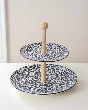 Wavy Leopard 2-Tier Cake Stand
