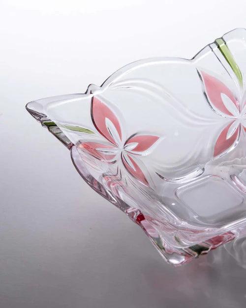 Frosted Red Flower glass Bowl