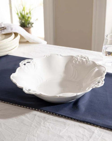 All White Embossed Fruit Bowl