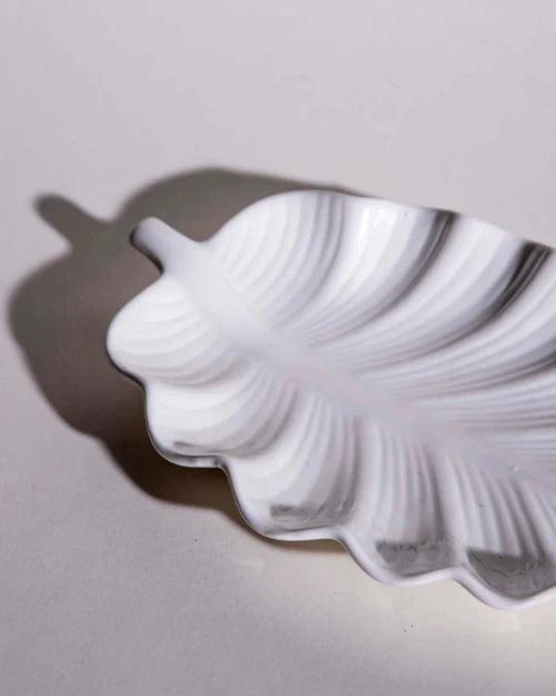 All White Leaf Platter