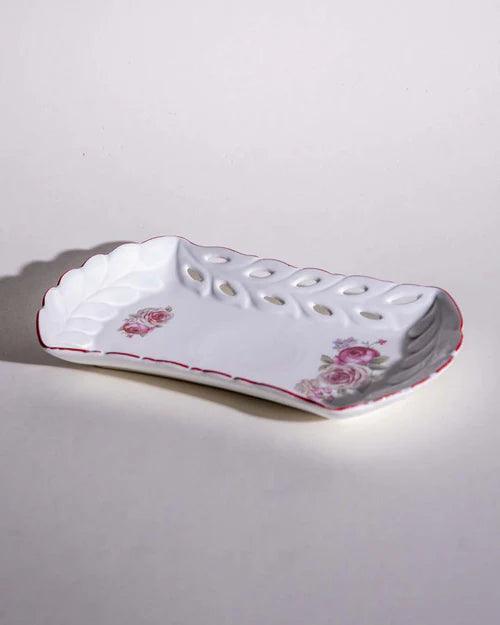 Country Roses Lace Edge Platter
