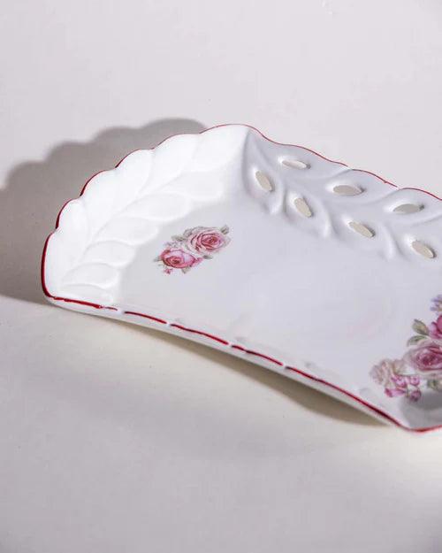 Country Roses Lace Edge Platter