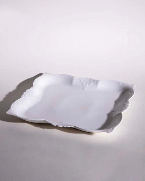 All White Embossed Serving Platter