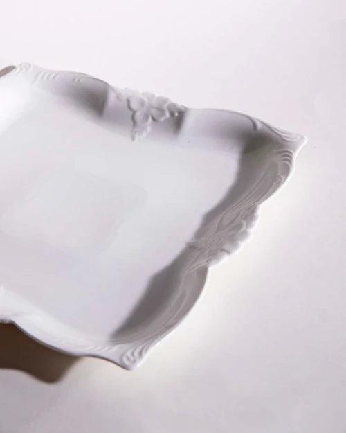 All White Embossed Serving Platter