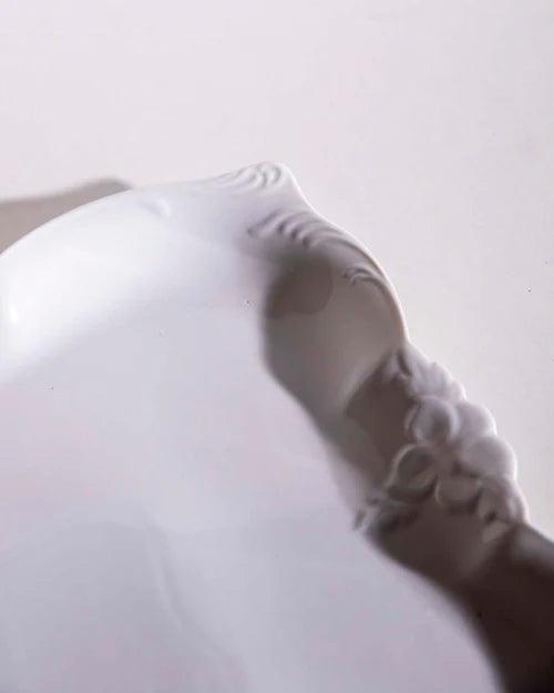 All White Embossed Serving Platter
