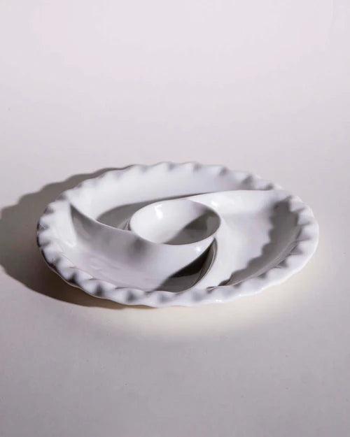 All White Swirl Chip n Dip Platter