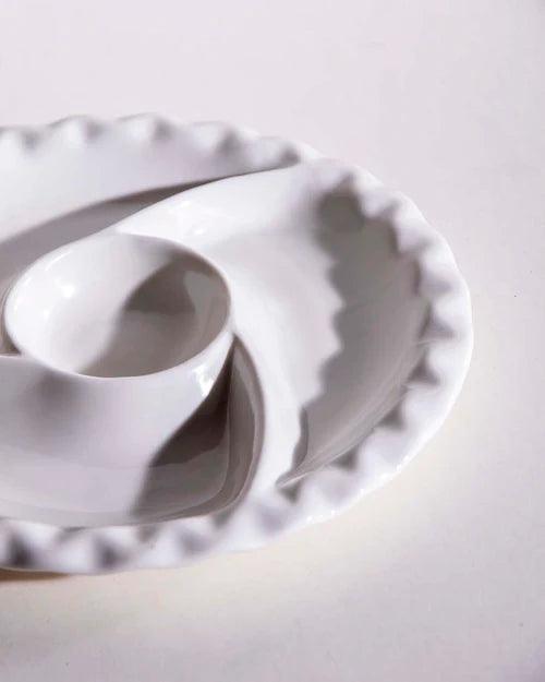 All White Swirl Chip n Dip Platter