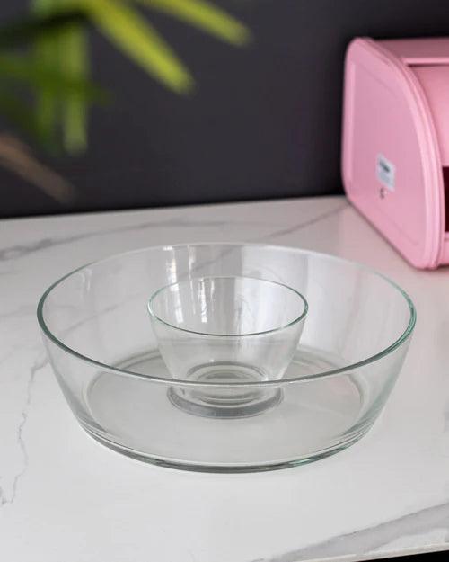 Rialto Round Glass Chips & Dip Bowl