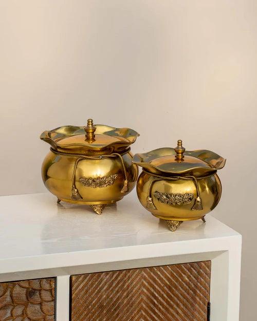 Golden Brass Rasgulla Handi 7"