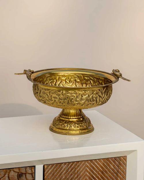 "Bird Of Akbar" Gold Plated Serving Bowl
