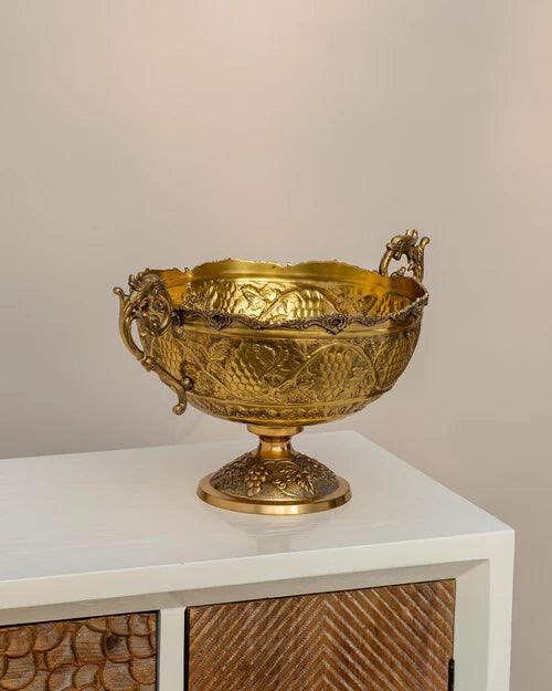 Embossed Round Deep Bowl with Handle - 12"