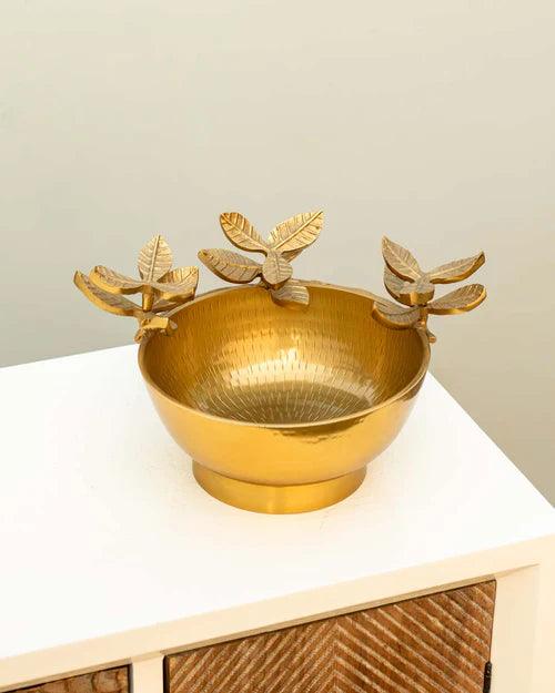 Enduring Flower Top Brass Bowl - 9"