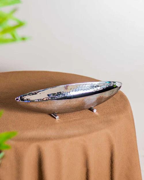 Tribal Boat Shape Steel Serving Platter - 18"