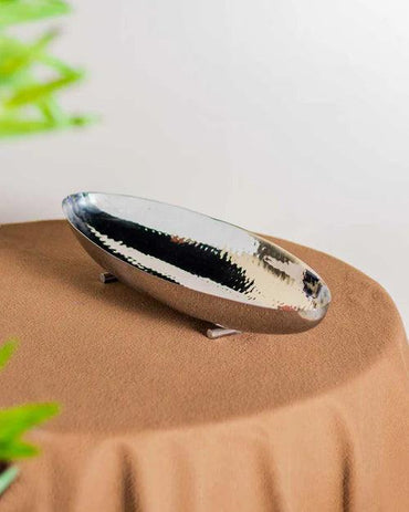 Tribal Boat Shape Steel Serving Platter - 18"