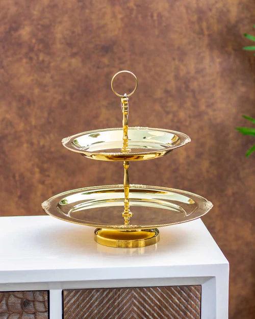 Gleaming Gold Tower" 2 Tier Cake Stand