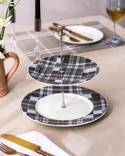 Flanel Black 2-Tier Cake Stand