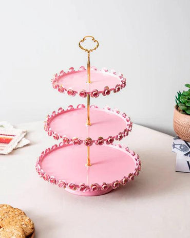 'Roselace' 3-Tier Cake Stand - Pink