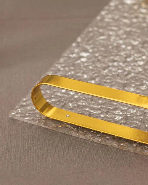Clear Acrylic Serving Tray with Golden Handles