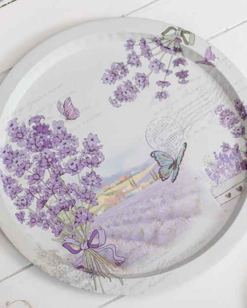 'Lavender Garden' Round Serving Tray- set of 2