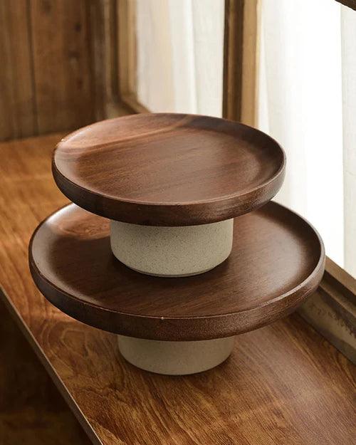 Wooden Rustic Round Cake Stand - Large