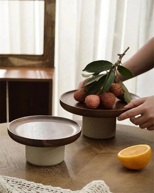 Wooden Rustic Round Cake Stand - Large