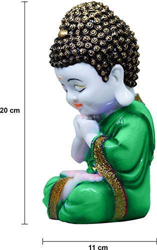SET OF 3 MARBEL BUDDHA IN THINKING POSITION : 19X10X9 CM, GREEN,YELLOW,RED