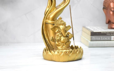 Ganesha Sitting Under Hand Incense Holder