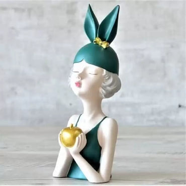 The Girl holding apple : Teal