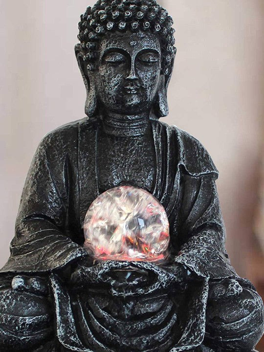 BUDDHA TABLE TOP WATER FOUNTAIN : 28 CM, BROWN