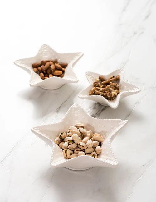 Starfish - Set of 3 White Nut Bowls