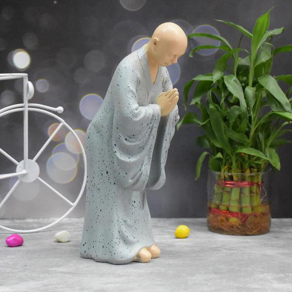 SET OF 2 ZEN MONK STATUE FOR DECORATIONS ,CREATIVE HOME , STUDY DESKTOP, (ORANGE AND GREY)