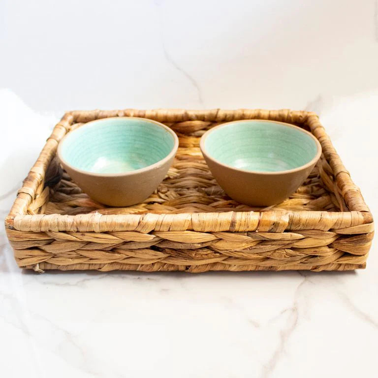Handcrafted Quadrangle Tray| Water Hyacinth