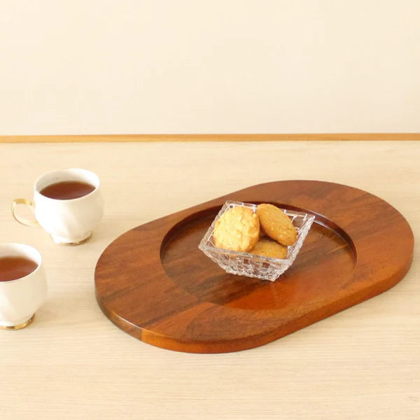Oval Ellipse Serving Tray | Brown | Mango Wood