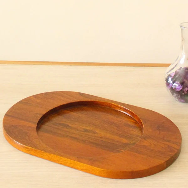 Oval Ellipse Serving Tray | Brown | Mango Wood