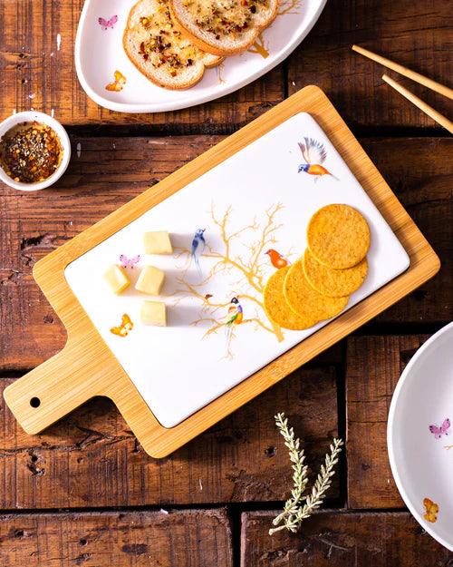 “Hummingbird” Rectangle White Fruit & Cheese Platter