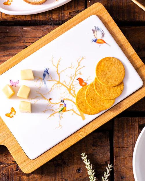 “Hummingbird” Rectangle White Fruit & Cheese Platter