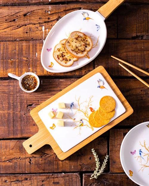 “Hummingbird” Rectangle White Fruit & Cheese Platter