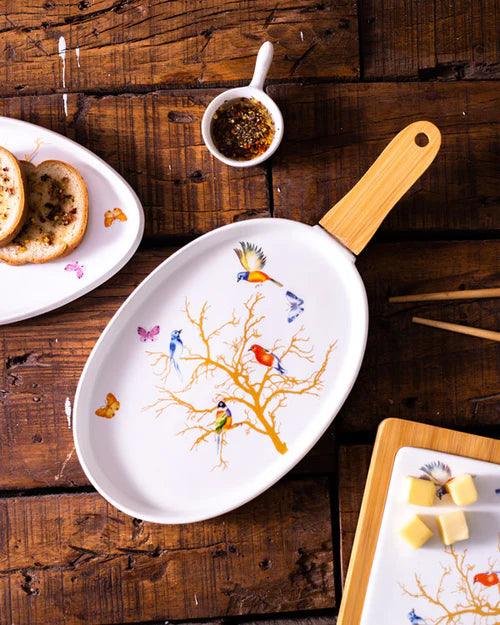 “Hummingbird” Oval White Serving Platter