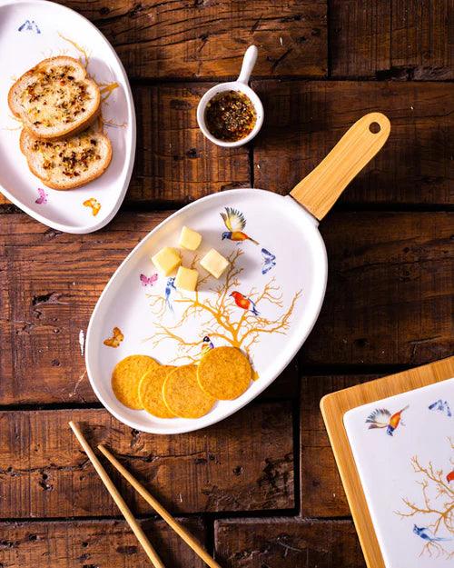 “Hummingbird” Oval White Serving Platter