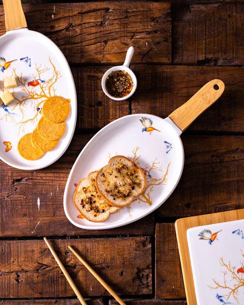 “Hummingbird” Oval White Serving Platter