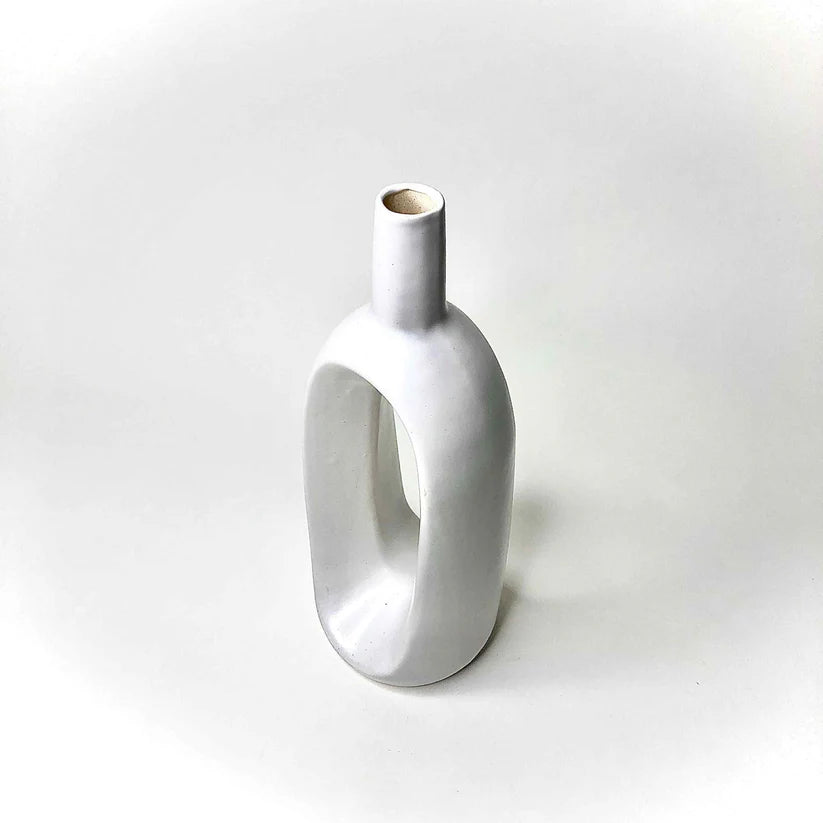 White Hollow Loop Vase