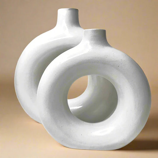 White Donut Vases (Set of 2)