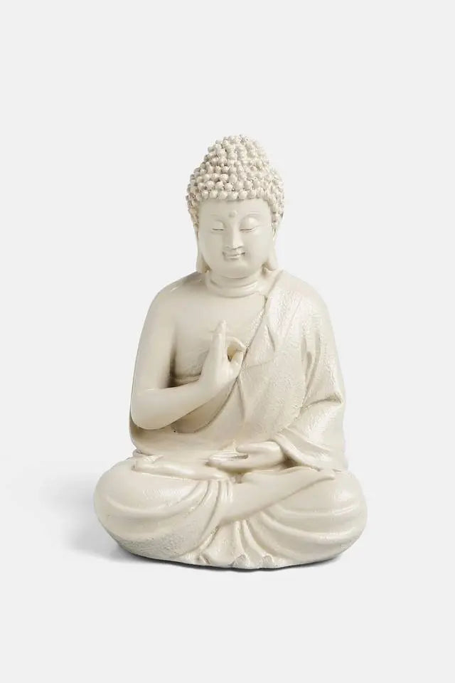 LORD BUDDHA STATUE IN THREE DIFFERENT POSITIONS : OFF-WHITE