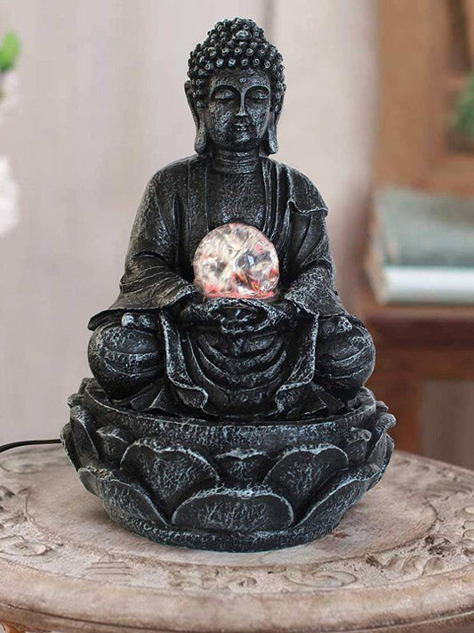 BUDDHA TABLE TOP WATER FOUNTAIN : 28 CM, BROWN