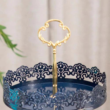 'Lacing Elegance' 3-Tier Cake Stand - Navy Blue