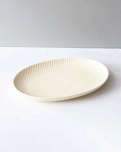 Glossy Straight Grain Platter - Custard Yellow