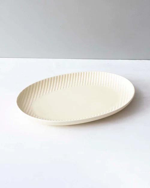Glossy Straight Grain Platter - Custard Yellow